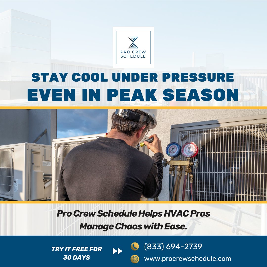 Pro Crew Schedule (@procrewschedule) on Twitter photo ❄️🔥 HVAC pros—stop juggling installs, repairs & crew schedules the hard way.
<a href="/procrewschedule/">Pro Crew Schedule</a> makes it easy with:
✅ Real-time dispatch
✅ Crew tracking
✅ Cloud access in the field
Run smoother, faster, smarter.
✨ Free 30-day trial: procrewschedule.com/sign-up-30-day… ❄️🔥 HVAC pros—stop juggling installs, repairs & crew schedules the hard way.
<a href="/procrewschedule/">Pro Crew Schedule</a> makes it easy with:
✅ Real-time dispatch
✅ Crew tracking
✅ Cloud access in the field
Run smoother, faster, smarter.
✨ Free 30-day trial: procrewschedule.com/sign-up-30-day…