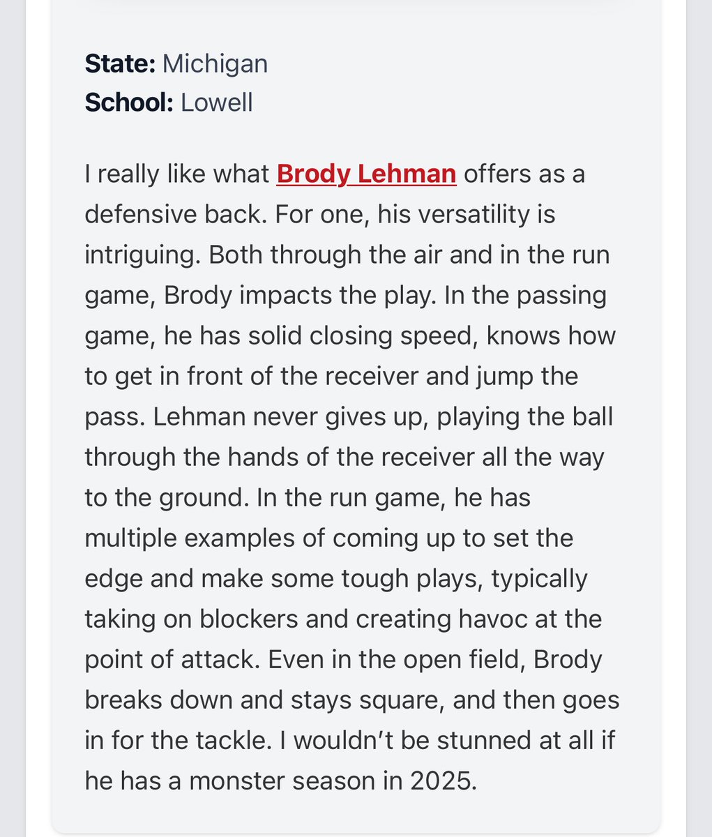 Thank you <a href="/MichFBFrenzy/">Michigan Prep Frenzy</a> and <a href="/PrepRedzoneMI/">Prep Redzone Michigan</a> for the write up! Can’t wait for the season!!