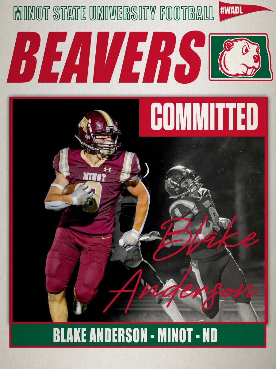 Blake Anderson (@blake8anderson) on Twitter photo After lots of prayer and consideration I am blessed and excited to announce my commitment to Minot State University! Staying home!
<a href="/coachshields/">Ian Shields</a> <a href="/CoachFam/">Coach Mike Famiglietti “Fam”</a> <a href="/MSUBeaversFB/">Minot State Football</a> <a href="/BraedenVolk/">Braeden Volk</a> After lots of prayer and consideration I am blessed and excited to announce my commitment to Minot State University! Staying home!
<a href="/coachshields/">Ian Shields</a> <a href="/CoachFam/">Coach Mike Famiglietti “Fam”</a> <a href="/MSUBeaversFB/">Minot State Football</a> <a href="/BraedenVolk/">Braeden Volk</a>