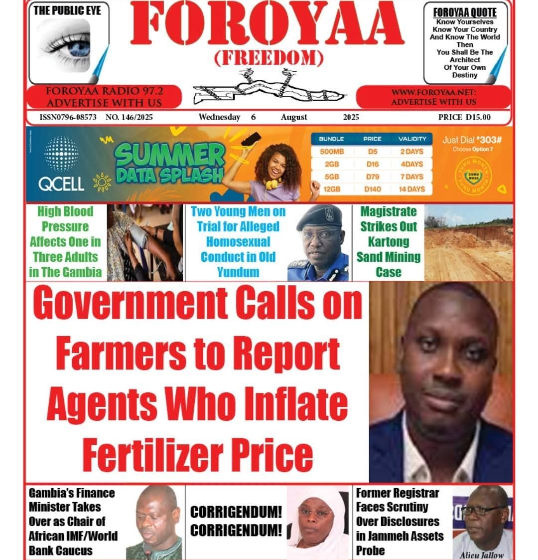 Did you know that in today’s edition of Foroyaa Newspaper, two young men, both named Muhammad, were on Tuesday arraigned before the Bundung Magistrates’ Court, accused of engaging in homosexual acts in an unfinished building in Old Yundum?