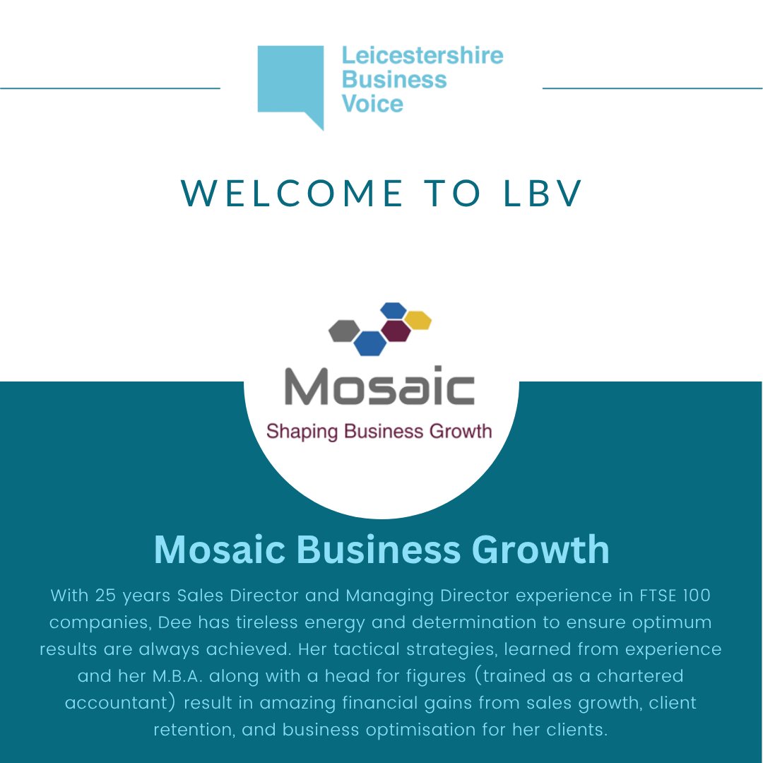 Delighted to welcome <a href="/MosaicGrowth/">Mosaic Business Growth</a> as a new LBV member!