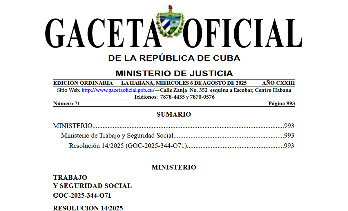 Entra en vigor resolución 14 de 31/07/2025 del <a href="/MTSS_CUBA/">MTSS CUBA</a>, sobre incremento de pensiones por edad o invalidez inferiores a 4000 CUP, para personas en esta condición, medida que recibió respaldo unánime de <a href="/AsambleaCuba/">Asamblea Nacional Cuba</a> y gran acogida por el pueblo 👉acortar.link/Dp5gyW #Cuba