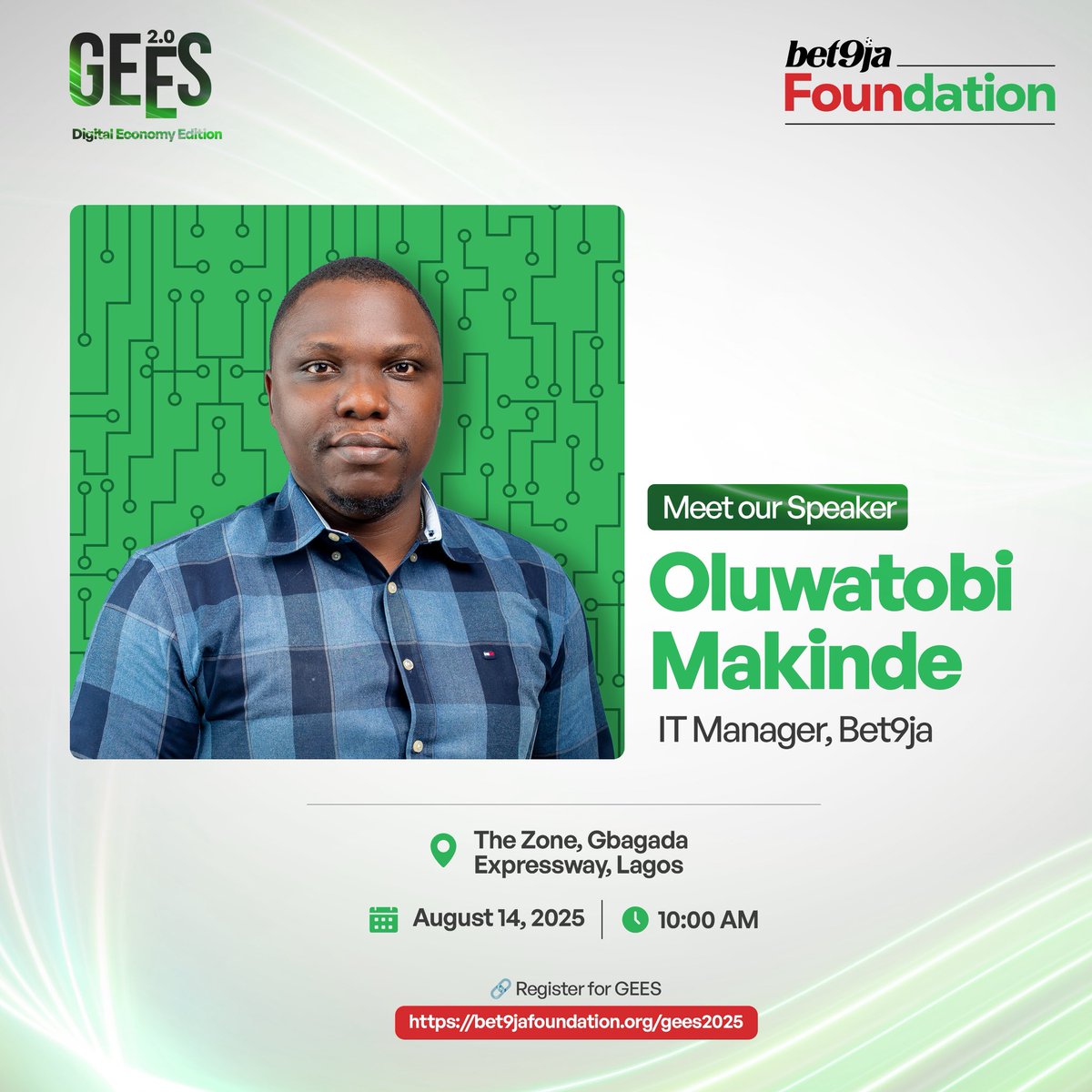 Speaker Announcement: Oluwatobi Makinde

We are excited to have OluwaTobi Makinde, IT Manager at Bet9ja, a tech professional with hands-on experience in building and securing digital infrastructures that power one of Nigeria’s biggest online platforms.

Join him at GEES 2.0, The
