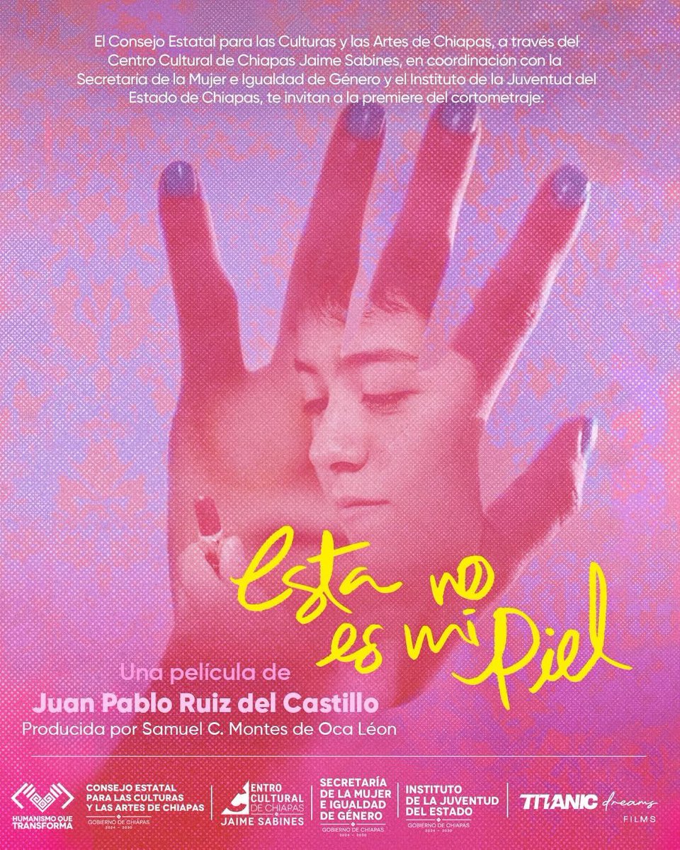 “Esta no es mi piel”
Una historia sobre identidad, valentía y juventud trans.

📍 Jaime Sabines | 🗓 12 de agosto | 🕔 5PM

Proyección especial en el marco del #DíaInternacionalDeLaJuventud
 ¡Te esperamos!