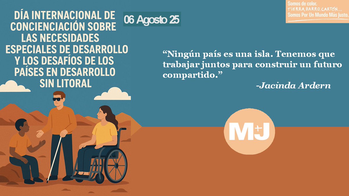 PUMJ_GRANADA's tweet photo. Hoy es el Día Internacional de Concienciación sobre las Necesidades Especiales de Desarrollo y los Países sin litoral.
#MJGranada exige justicia sin fronteras. ¡Comparte, actúa, transforma!
#PorUnMundoMásJusto #DesarrolloInclusivo #JusticiaGlobal #SolidaridadSinFronteras https://t.co/UM9BoGv7gO