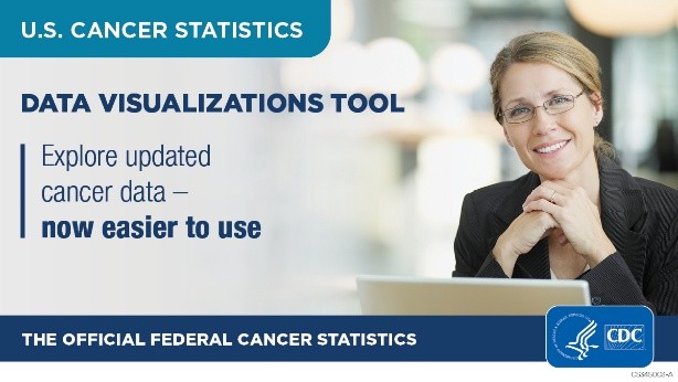 CDC_Cancer's tweet photo. Public health professionals: Get a closer look at the official federal #cancer statistics with our updated Data Visualizations tool – now easier to use! https://t.co/pHVQeFkvmd #USCancerStats https://t.co/wdUYpqQCf3