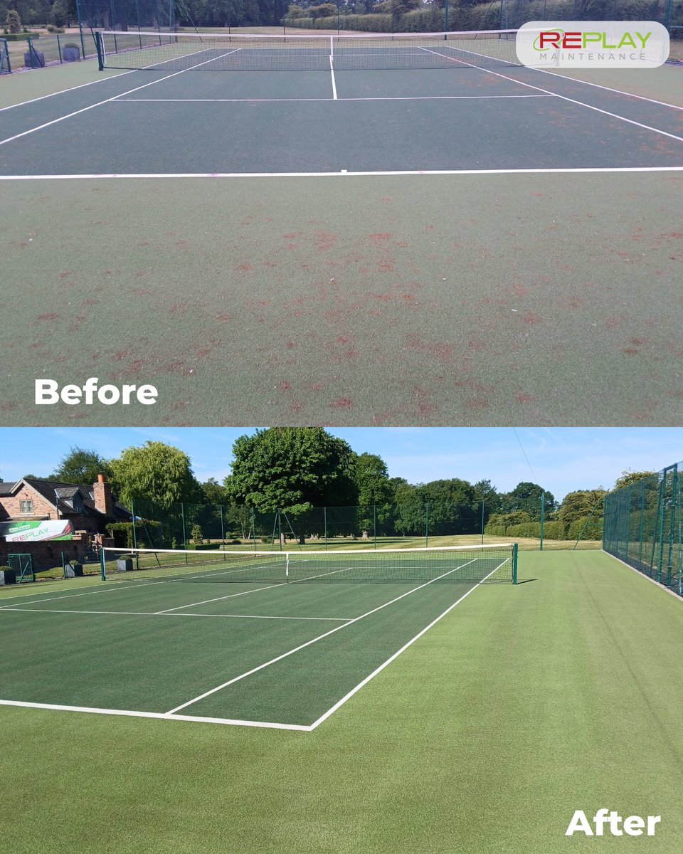 Showcase Project 🌟 This sand-dressed court had contamination issues in the form of vegetation growth leading to bigger issues.
Replay used the process Renovate that involves stripping and removing the vegetation of the court. The surface was completed with new dressing of sand
