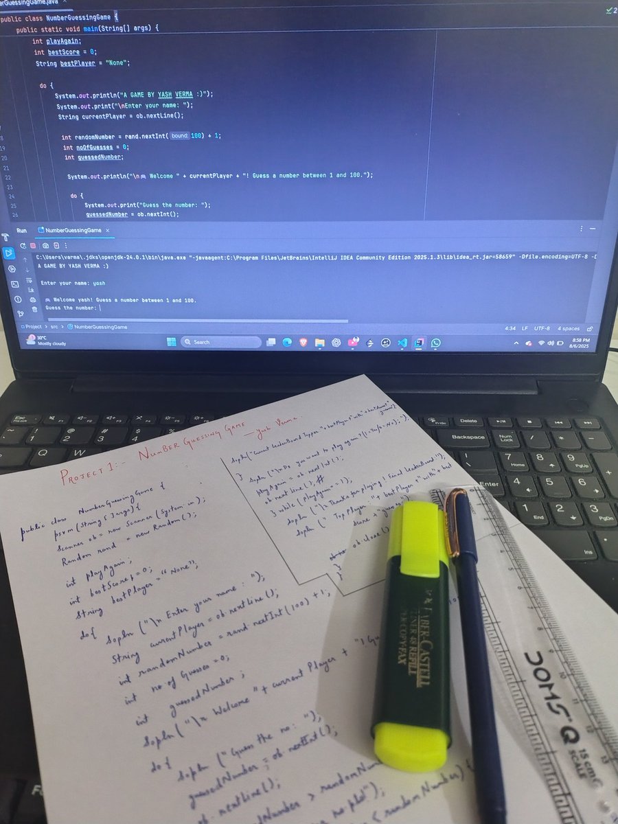 🎯 Excited to share!
Just built my first mini project — a Number Guessing Game 🕹️
Wrote all the logic myself, tried to really understand how it works, and even added a simple UI using Java 😄
Would love to hear your thoughts:)
> "1 project down, many more to go 💻🚀#100DaysOfCode