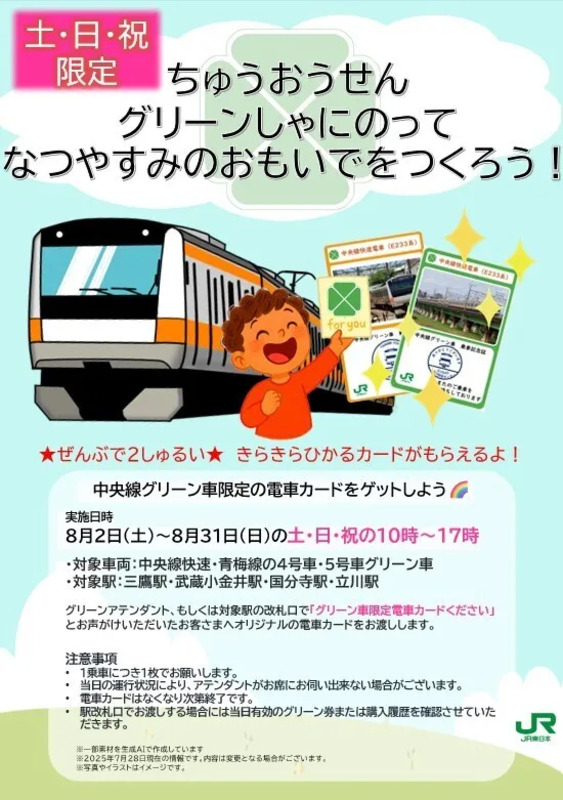 東京都】 中央線快速・青梅線グリーン車 オリジナル電車カード ?2025 