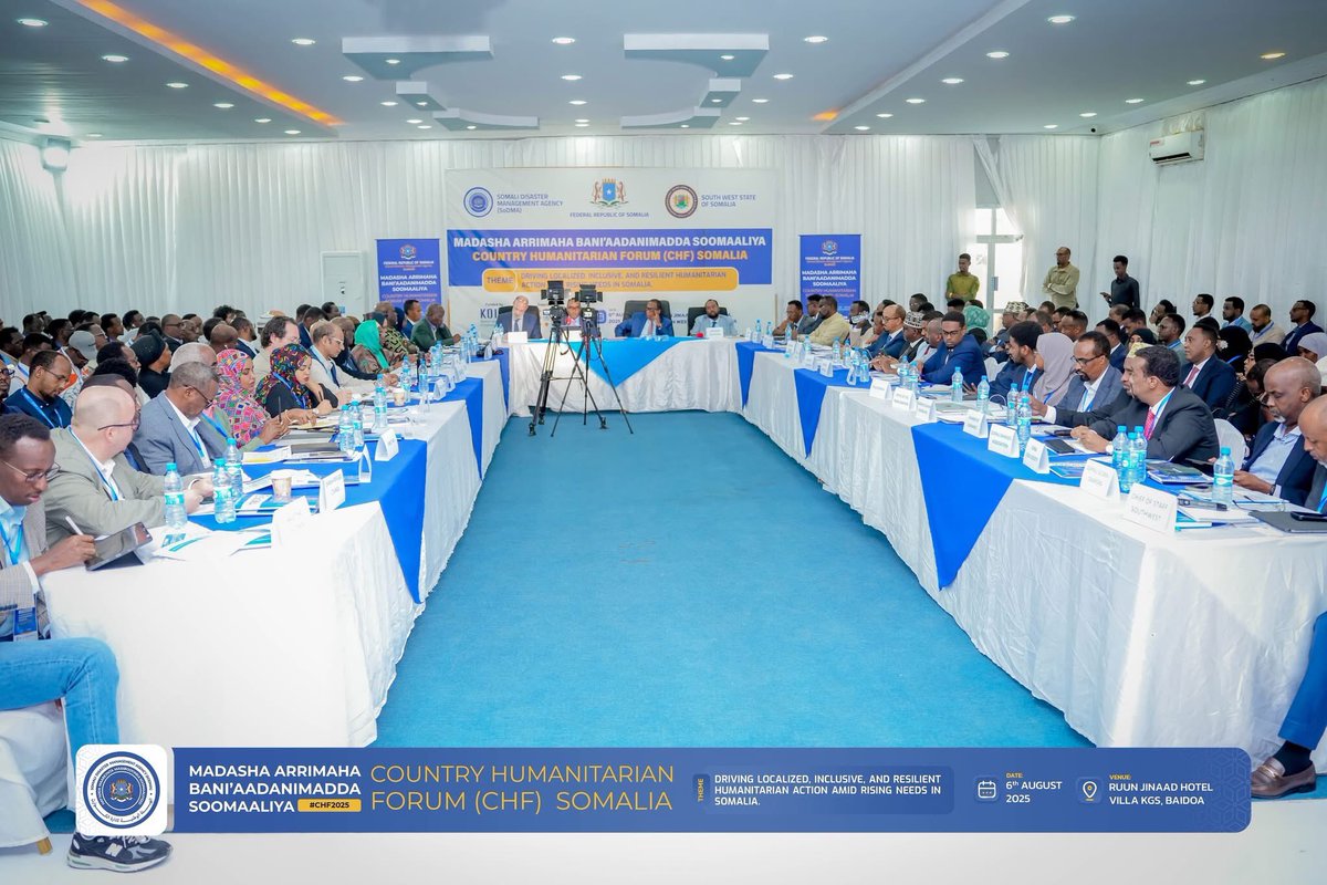 SoDMA_Somalia's tweet photo. 1/6 The Country Humanitarian Forum, organized by the Somali Disaster Management Agency and the South West State Ministry of Humanitarian Affairs, concluded in #Baidoa, Somalia.
#CHF2025 #HumanitarianResponse #LocalizationMatters #InclusiveAid #ResilientCommunities #SWS #SoDMA https://t.co/nxD2LygbBF