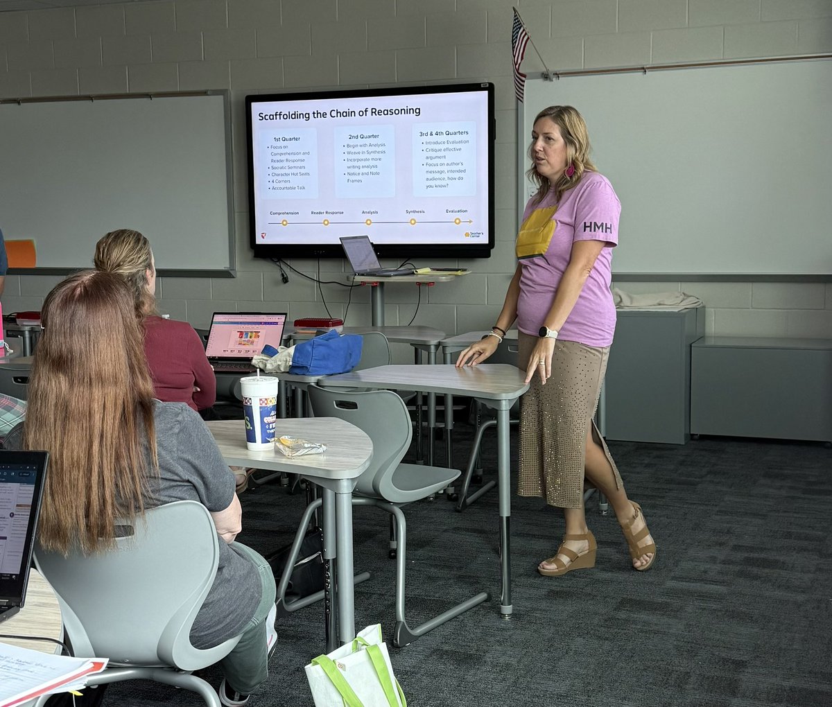 CyFairREAD180's tweet photo. Teacher’s Corner on the Road 🚐 hit @CyFairISD on Monday and brought the 🔥for BTS PD! We explored #TeacherEra, AI on @HMHCo’s Ed, ReaL Book moves, and shifted from self to global thinking, all with TC team and the iconic yellow chair! #wheresthechair➡️#ItsinCyFair @JackieLoyd https://t.co/7eiqbGi6Ux