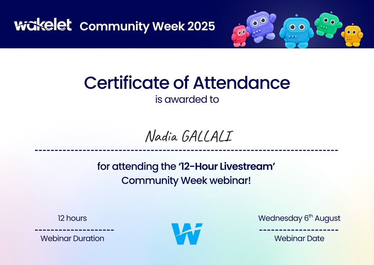 NadiaGallali's tweet image. 🌊 Immense gratitude to Wakelet for an unforgettable Wakelet Community Week 2025 and the inspiring 12-Hour Livestream! Your energy, innovation, and dedication lit up the entire community.
#Wakelet #WakeletCommunityWeek2025 #WakeletWave #EdTechPower
