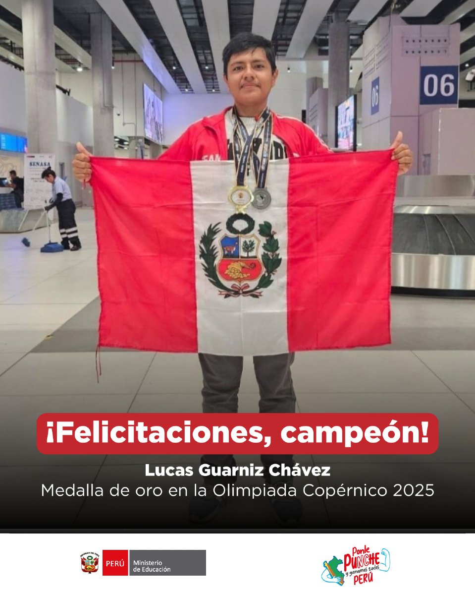 ¡Medalla de oro en matemáticas para el Perú! 🥇🇵🇪
Felicitamos a Lucas Guarniz Chávez, estudiante ancashino de 16 años, por coronarse campeón en la Olimpiada Copérnico 2025 en EE. UU.
Tu talento y dedicación inspiran a miles de estudiantes a seguir sus sueños.