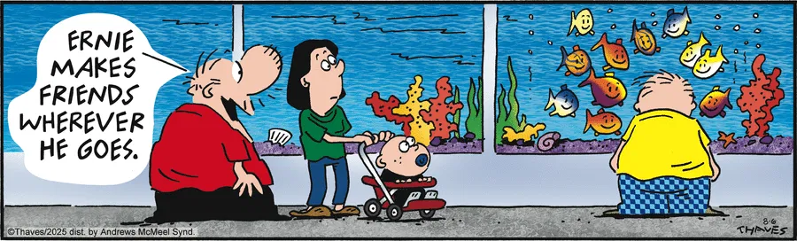 DalePederson's tweet photo. #WednesdayVibe: Another #GoodFeel day in #today's #comic "Frank and Ernest" by Thaves  as the #title #duo visits the #aquariam ... wonder what happens if they go to the #octopus #petting area? https://t.co/56htBC4EyB