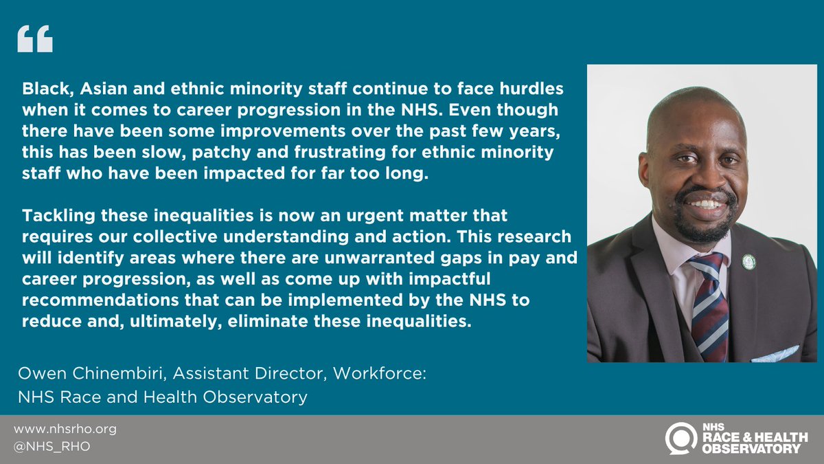 We’re pleased to have commissioned the first ever independent review of the ethnicity pay and progression gap across the NHS. We are delighted to be working with Professor Woodhams &amp; Professor Atewologun on this critically important work.
Read more here;
nhsrho.org