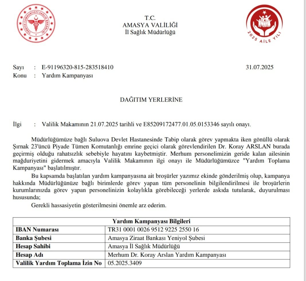 Kardeşimizin geride kalan ailesi için valilik onaylı yardım kampanyası başlatıldı. Desteklerinizi bekliyoruz.