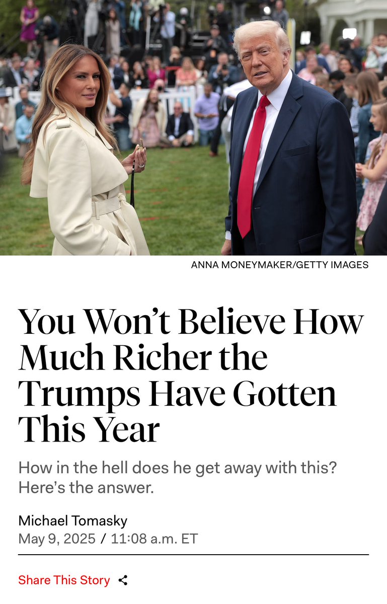 Trump Tracker (@trackingdonald) on Twitter photo <a href="/PressSec/">Karoline Leavitt</a> Donating a $400,000/yr salary while using the Presidency to increase your net worth by $3,000,000,000.00/year is not a flex.
It’s fraud. <a href="/PressSec/">Karoline Leavitt</a> Donating a $400,000/yr salary while using the Presidency to increase your net worth by $3,000,000,000.00/year is not a flex.
It’s fraud.