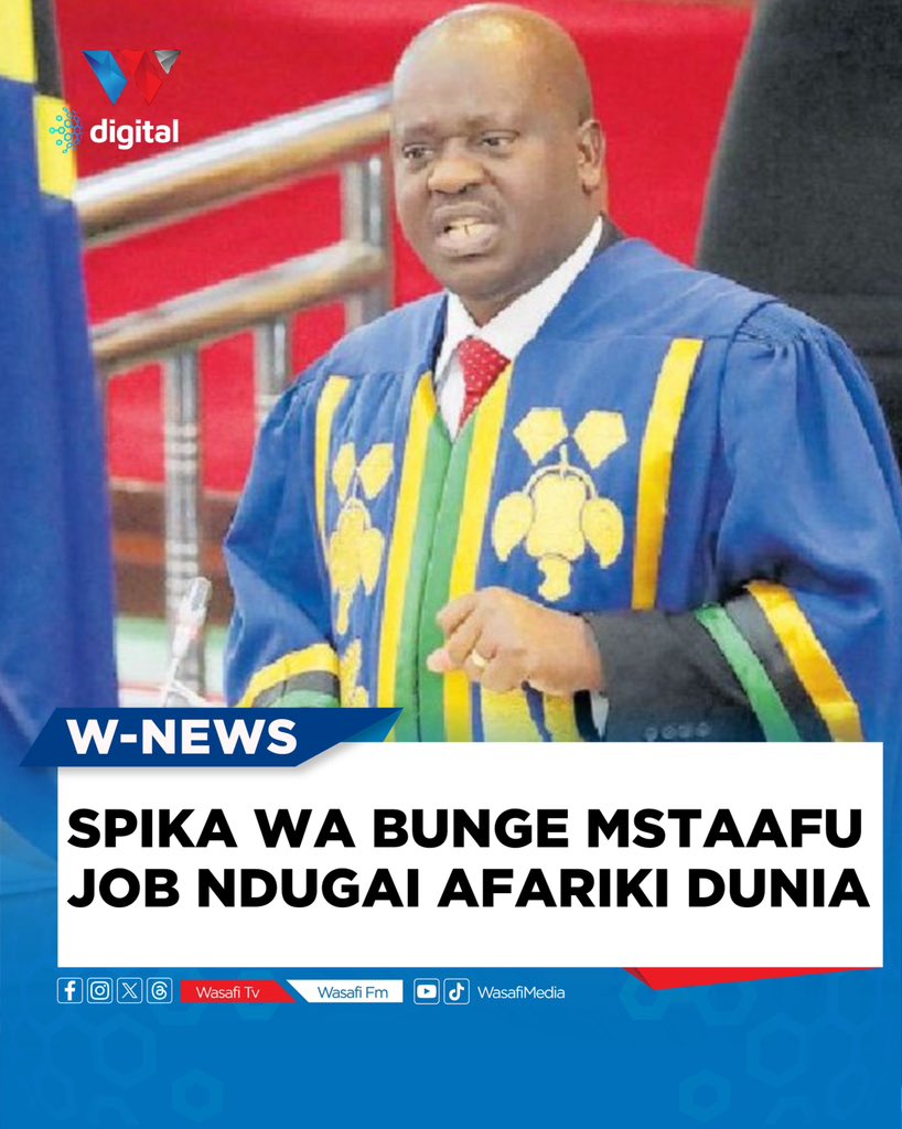 Spika wa Bunge la Jamhuri ya Muungano wa Tanzania na Rais wa Umoja wa Mabunge Duniani, Mheshimiwa Dkt. Tulia Ackson (Mb) anasikitika kutangaza kifo cha Spika Mstaafu na aliyekuwa Mbunge wa Kongwa Mheshimiwa Job Yustino Ndugai, kilichotokea leo tarehe 06 Agosti, 2025 Jijini