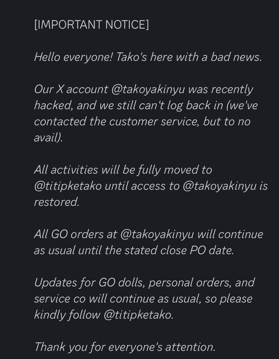‼️ IMPORTANT NOTICE ‼️

~ <a href="/titipketako/">takoyakinyu</a>