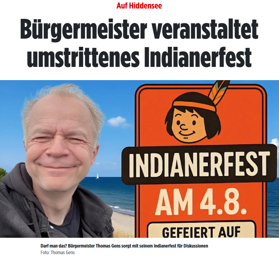 Gut so! Bürgermeister Thomas Gens veranstaltet Indianerfest und der Name bleibt, wie er ist. Bleiben Sie standhaft, Herr Bürgermeister! #Hiddensee
bild.de/regional/ostse…