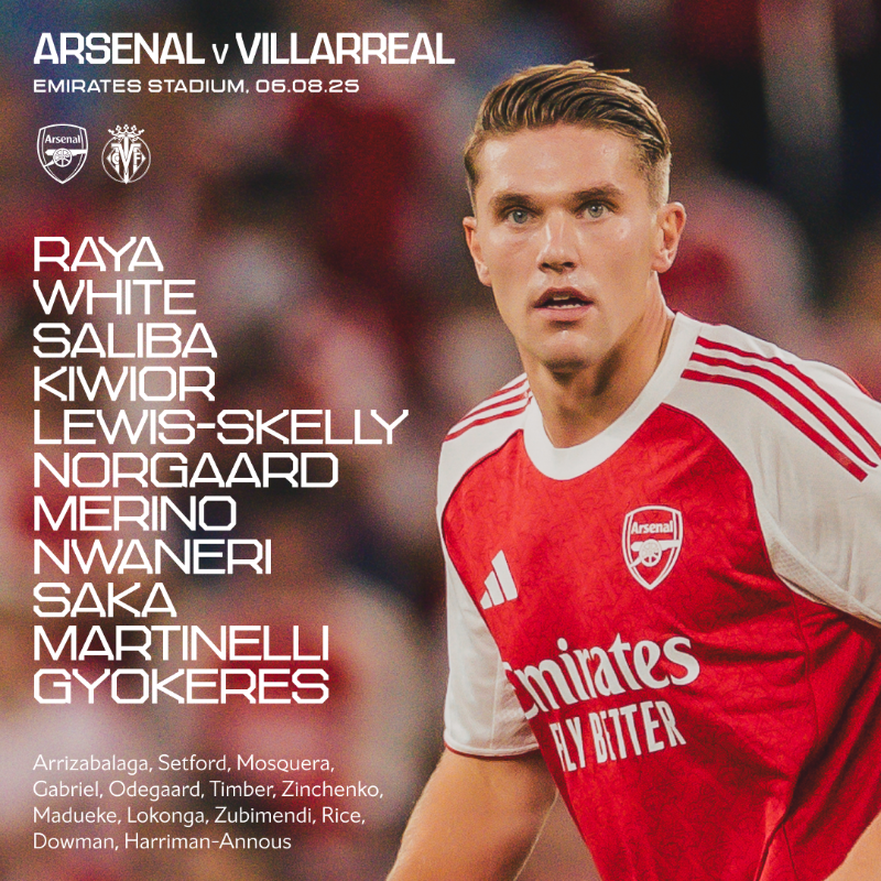 Arsenal's tweet photo. 🔴 𝗧𝗘𝗔𝗠𝙉𝙀𝙒𝙎 ⚪️

🤝 Merino and Norgaard in the middle
©️ Saka takes the armband
🆕 Gyokeres makes Emirates Stadium bow

Let's go, Gunners 👊 | Watch LIVE on https://t.co/4KJlfKWFh1 📺
