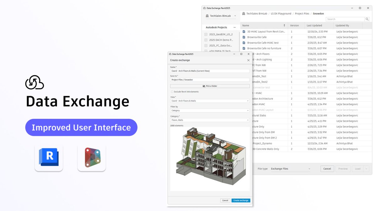 Discover the new versions of the Data Exchange Connectors for Revit® and Dynamo® (v1.8.0) with a redesigned UI and more—designed to streamline your workflow across multiple ACC Hubs and Projects with complex folder structures. Explore the update: bit.ly/4mtejL2