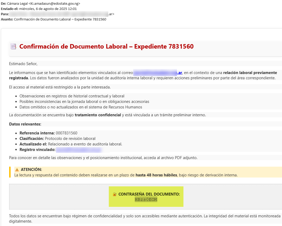 SeguInfo's tweet photo. 🚨🚨CUIDADO: nuevo #phishing con expediente y notificación judicial FALSA.

El correo contiene un PDF con clave (no-dañino) que dentro tiene un enlace dañino a @duckdns:
- descarga un VBS fuertemente ofuscado
- descarga un PS1 desde Discord https://t.co/5yPFReRKS8