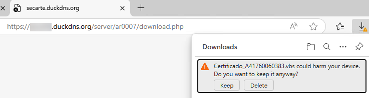 SeguInfo's tweet photo. 🚨🚨CUIDADO: nuevo #phishing con expediente y notificación judicial FALSA.

El correo contiene un PDF con clave (no-dañino) que dentro tiene un enlace dañino a @duckdns:
- descarga un VBS fuertemente ofuscado
- descarga un PS1 desde Discord https://t.co/5yPFReRKS8