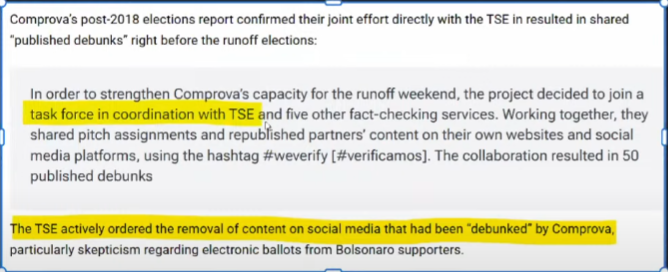 splucasaugusto's tweet photo. 🚨 URGENTE: Mike Benz revela que o TSE atuou lado a lado com a coalizão Comprova para CENSURAR conteúdos de redes sociais durante as eleições
📍 Foi criada uma força-tarefa entre o TSE e 5 serviços de “fact-checking”
📍 Usaram hashtags como #weverify e #verificamos para mascarar o controle narrativo
📍 O TSE ORDENOU a remoção de postagens que o Comprova rotulou como “desmentidas”
📍 O alvo? Cidadãos que criticavam as urnas eletrônicas
Essa aliança entre tribunal e “checadores” mostra como a censura foi institucionalizada no Brasil 🇧🇷⚠️
Eles decidiram o que você podia ou não dizer
Eles removeram vozes críticas do debate
Agora, com provas, sabemos que isso foi planejado e executado em parceria com grupos financiados do exterior.