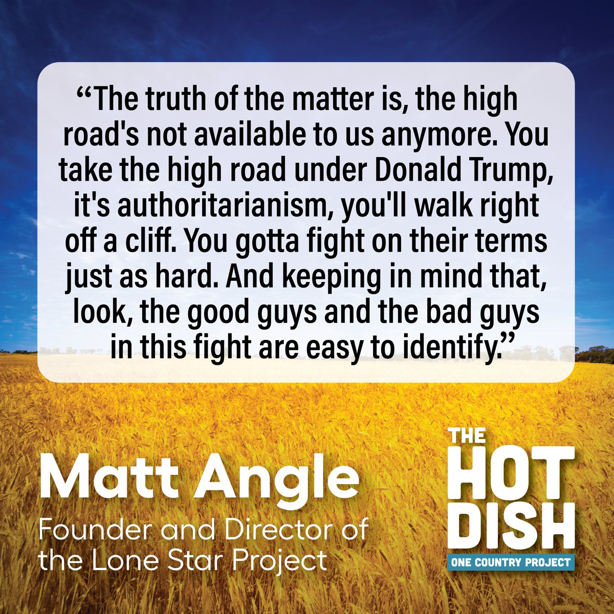 One Country Project (@_onecountry_) on Twitter photo This week on the #HotDishPod, Matt Angle, founder of the <a href="/lsptex/">Lone Star Project</a>, joins <a href="/HeidiHeitkamp/">Heidi Heitkamp</a> to discuss the gerrymandering and redistricting in Texas. They break down how the efforts aim to weaken minority voting power and undermine democracy nationwide. Listen: lnk.to/onecountryxx This week on the #HotDishPod, Matt Angle, founder of the <a href="/lsptex/">Lone Star Project</a>, joins <a href="/HeidiHeitkamp/">Heidi Heitkamp</a> to discuss the gerrymandering and redistricting in Texas. They break down how the efforts aim to weaken minority voting power and undermine democracy nationwide. Listen: lnk.to/onecountryxx
