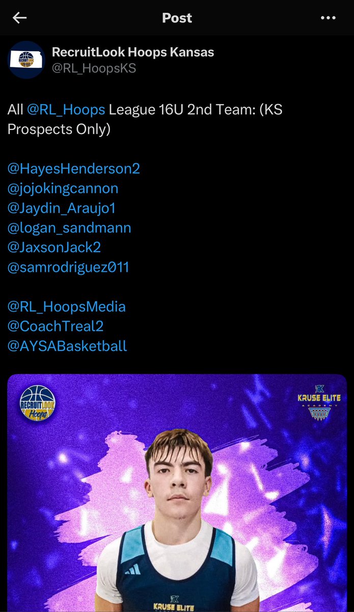 CoachDJackson's tweet photo. Congratulations to my son @JaxsonJack2 for being named 2nd Team @RL_HoopsKS for @WPKeimAraujo27 ! Had a strong finish to the summer. Hit big shots at MAYB nationals. More work to do. 🫡 https://t.co/yUMfLusLDb