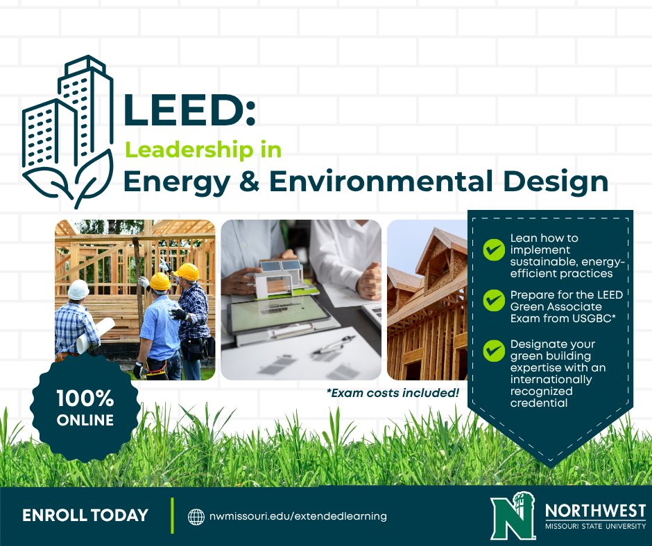 Northwest-KC (@nwmostate_kc) on Twitter photo 🌿 Ready to build a greener future?
Enroll in Northwest's LEED Green Associate course and gain the latest knowledge in sustainable design and green building practices. Earn a globally respected credential and take your career to the next level!
🌐 bit.ly/4m5fy3u 🌿 Ready to build a greener future?
Enroll in Northwest's LEED Green Associate course and gain the latest knowledge in sustainable design and green building practices. Earn a globally respected credential and take your career to the next level!
🌐 bit.ly/4m5fy3u
