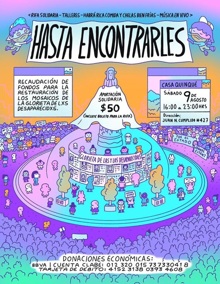 cartodeausencia's tweet photo. Este 9 de agosto, en Casa Quinqué (Juan N. Cumplido #427, Guadalajara) de 16:00 a 23:00 hrs. se llevará a cabo el encuentro solidario “Hasta Encontrarles”. El objetivo es recaudar fondos para reparar las losetas de memoria en la Glorieta de las y los Desaparecidos de Jalisco. https://t.co/G9wqoE6p8C