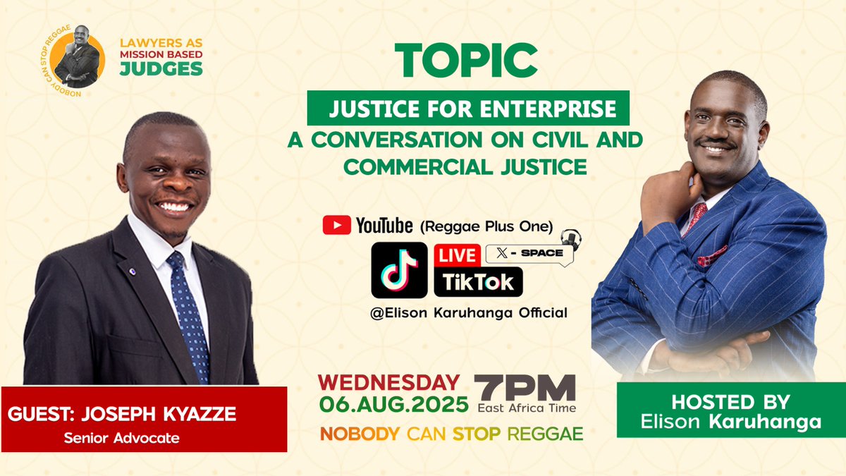 Our Senior Advocate Joseph Kyazze will be going live shortly. Please join in. <a href="/elisonk/">Elison Karuhanga</a>  <a href="/MuyaakaAlfred/">Alfred Muyaaka</a>  <a href="/MakabayiMercie/">Chemutai 💗</a>  <a href="/IamTheSparrow/">Joy E Mbabazi</a>  <a href="/raynersimmons/">The Architect</a>