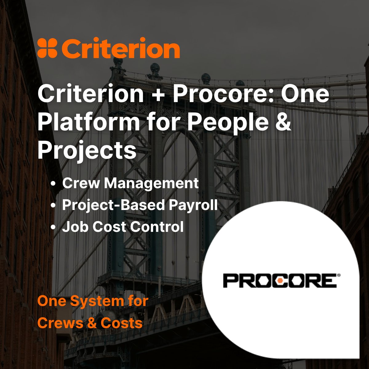 criterionhcm's tweet image. Handle workforce logistics and project-based accounting like a pro.
Learn how Criterion + Procore helps construction leaders thrive: ow.ly/6zSl50Wnk4P
#ConstructionSoftware #Procore #HCMIntegration