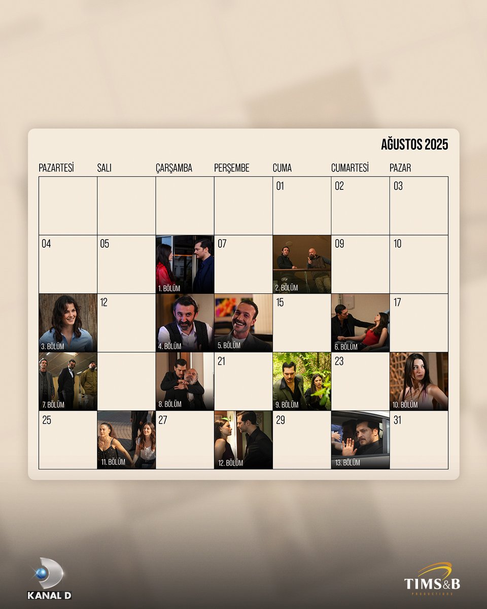 Adminden Ağustos takviminiz hazır! 🤌
#EşrefRüya @kanald