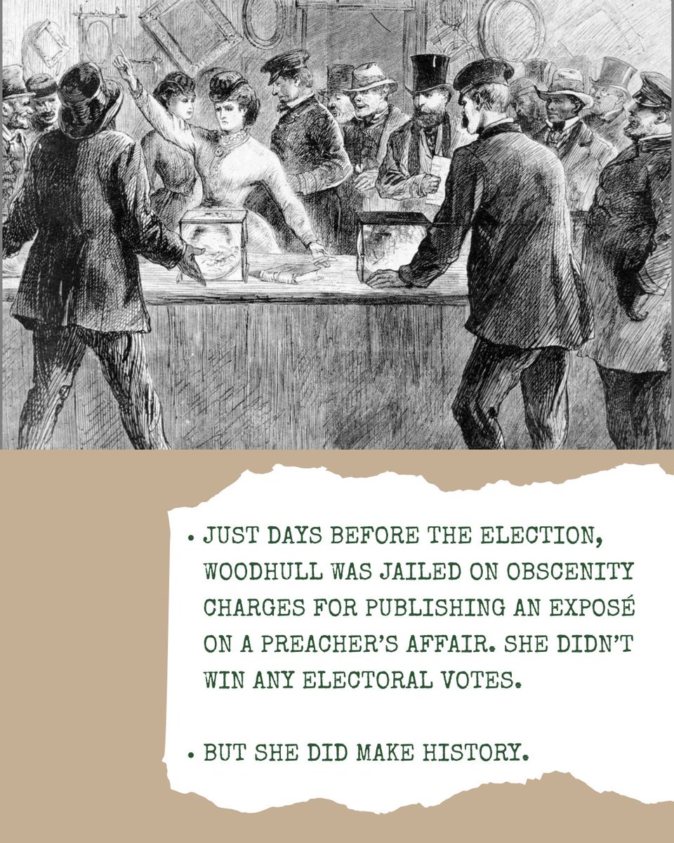 Did you know Victoria Woodhull ran for president in 1872? Nearly 50 years before women could vote?

She didn’t wait for permission...she made history. Next time someone says politics moves slowly, remind them of Woodhull.

#Trailblazer #PoliticalHistory #WomensHistory