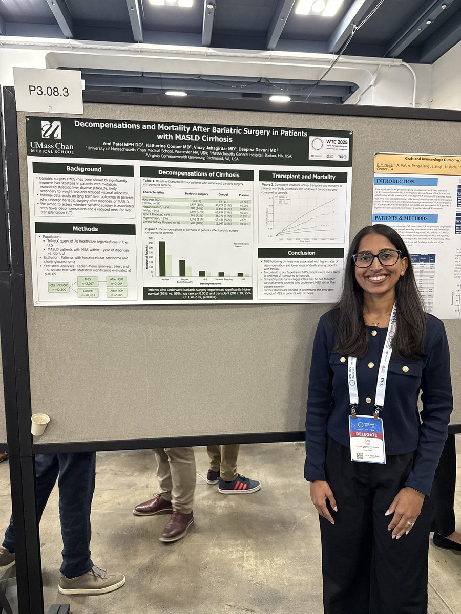 AmiKPPatel's tweet image. ✅ First WTC 

Grateful to have received the TPIO travel grant! I also had the opportunity to present our research, network with passionate transplant professionals, and see a little bit of San Francisco! 🤓

#WTC2025 @UMass_Medicine #LiverTwitter