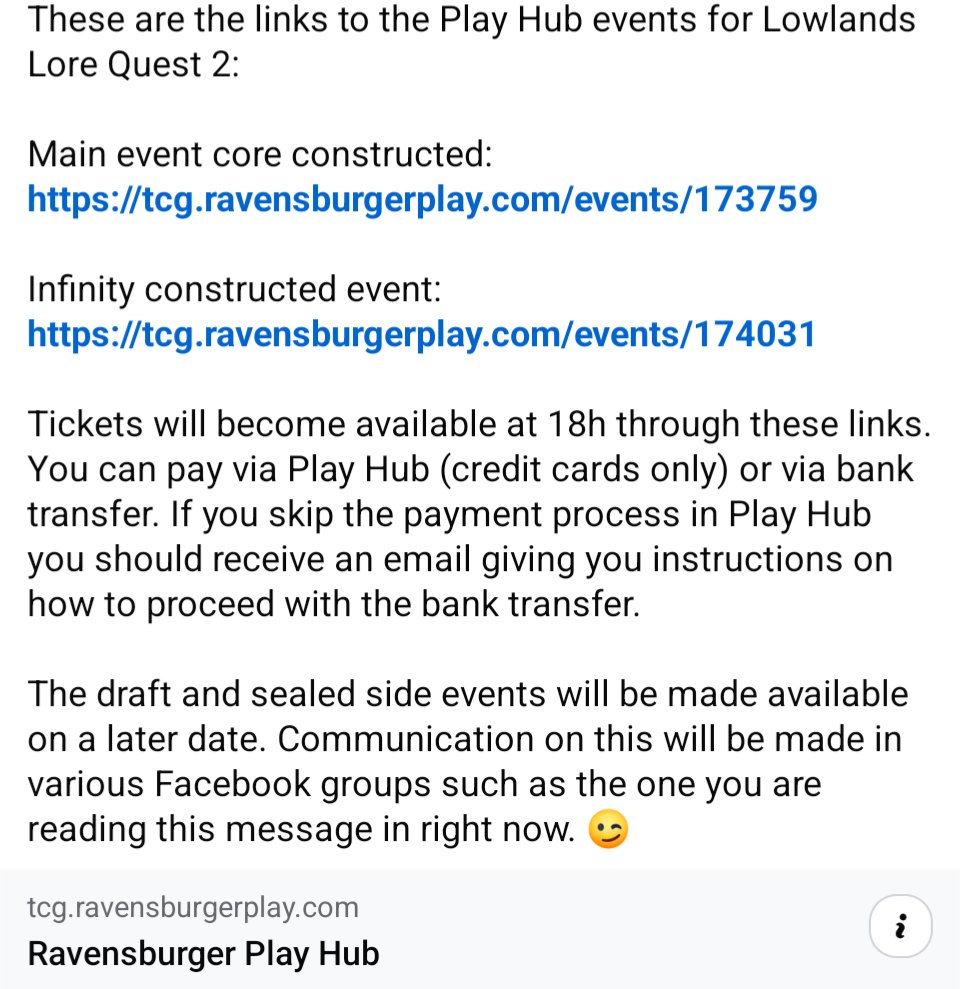 Lowlands event in Belgium for anyone interested, tickets now up for this event

tcg.ravensburgerplay.com/events/173759?…