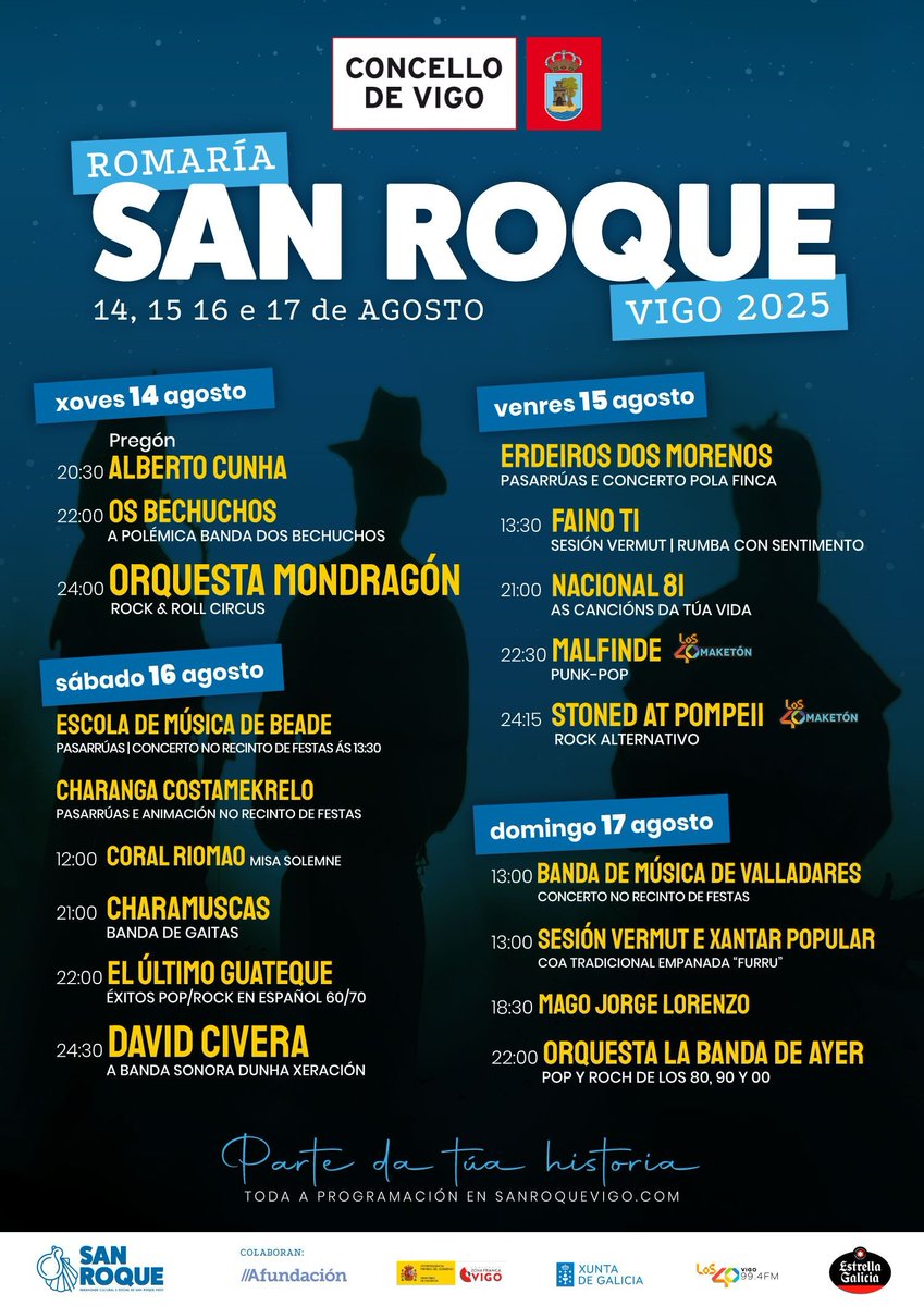 Os concertos da noite comezan as 24:30  e rematarán as 27:00 , vaise facer longa a semana en Vigo.