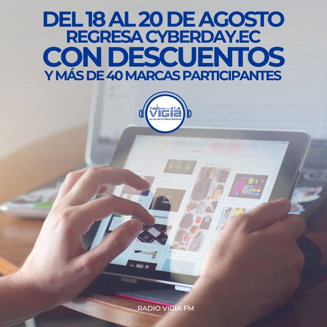 radio_vigia's tweet photo. #Economía 💻🛍️ | Del 18 al 20 de agosto, regresa la segunda edición del #CyberdayEc 2025, organizado por la Cámara Ecuatoriana de Comercio Electrónico (#CECE). Este evento reunirá a más de 40 marcas nacionales e internacionales con promociones exclusivas para todos los gustos. 🛒 https://t.co/YL31rIGEwl