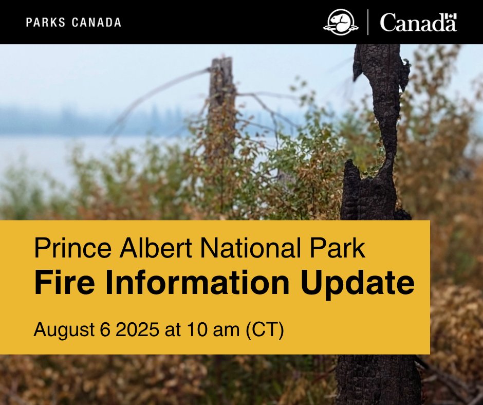 Last evening, Parks Canada lifted the pre-evacuation alert for Prince Albert National Park including the Waskesiu Lake townsite. 
ℹ️ A fire ban and several area closures in #PrinceAlbertNP remain in effect parks.canada.ca/pn-np/sk/princ…