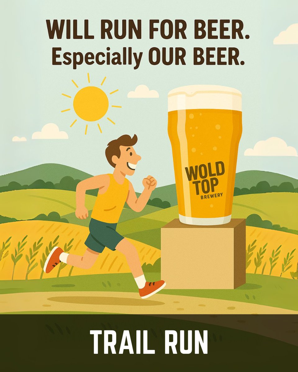 Join us for the Wold Top Trail Run—real hills, epic views &amp; a pint at the finish. Whether you're chasing a PB or just beer, this one's for you. 📅 Sat 13 Sept 2025 🎟️ Sign up: bit.ly/WTBTrailRun Because nothing says “I earned this” like a cold pint. #WoldTopTrailRun
