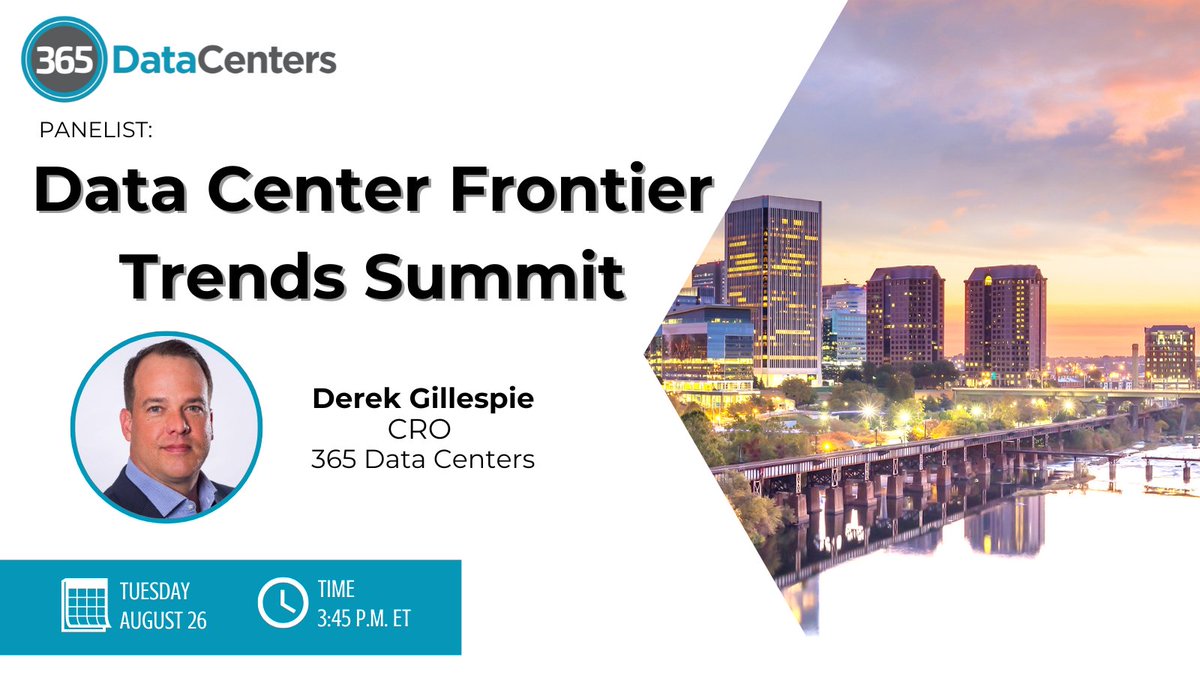 #365DataCenters CRO Derek Gillespie will share his insights at the #DCFTrendsSummit! He will join a panel titled “The Distributed Data Frontier: Edge, Interconnection, and the Future of Digital Infrastructure." Learn more: 365datacenters.com/365-data-cente… #DigitalInfrastructure