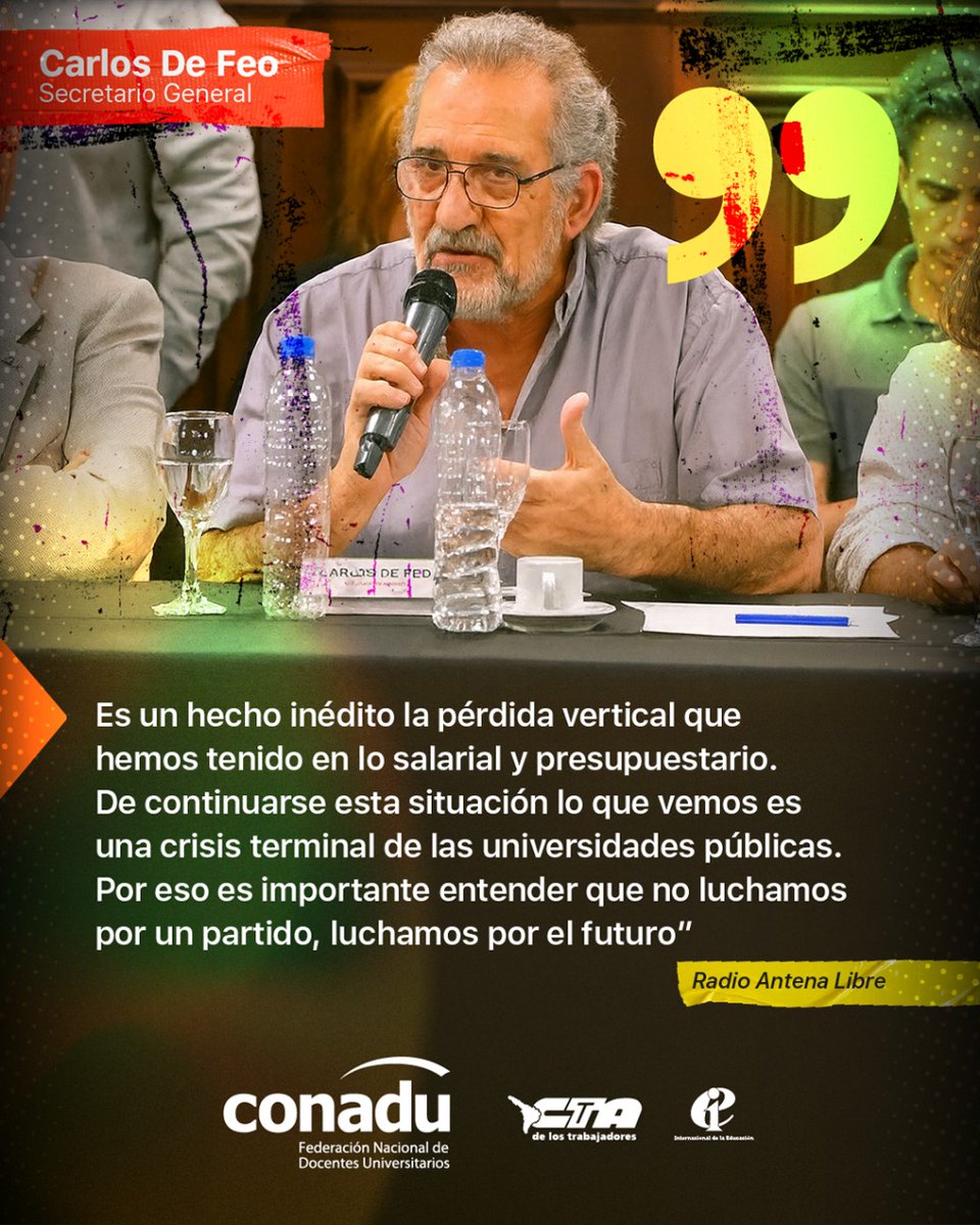 🗨️“Es un hecho inédito la pérdida vertical que hemos tenido en lo salarial y presupuestario. De continuarse esta situación lo que vemos es una crisis terminal de las universidades públicas. Por eso es importante entender que no luchamos por un partido, luchamos por el futuro”.