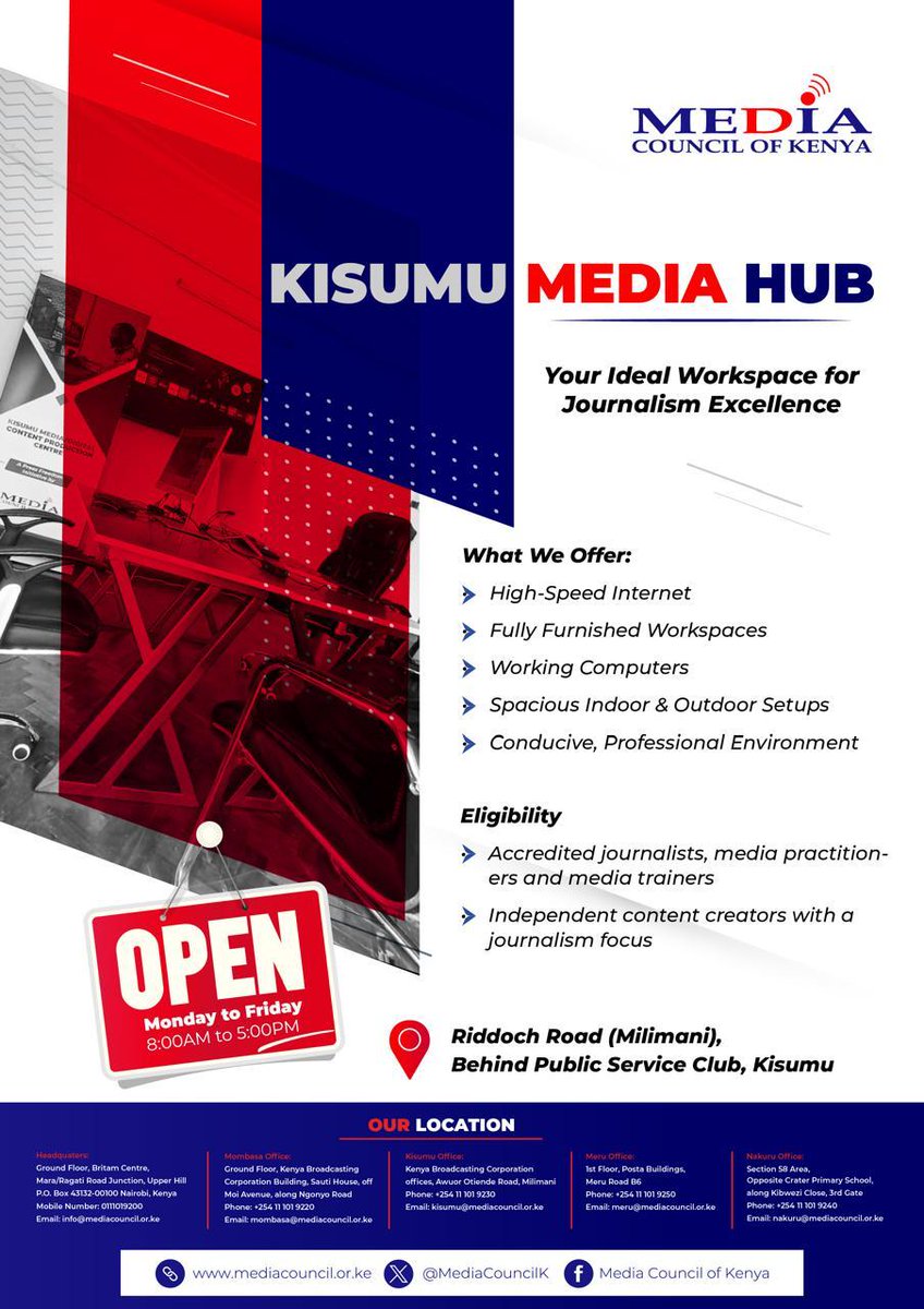 Are you accredited and need a place to file your stories? We got you! Visit our Kisumu Media Hub and be part of the community dedicated to promoting excellence in media