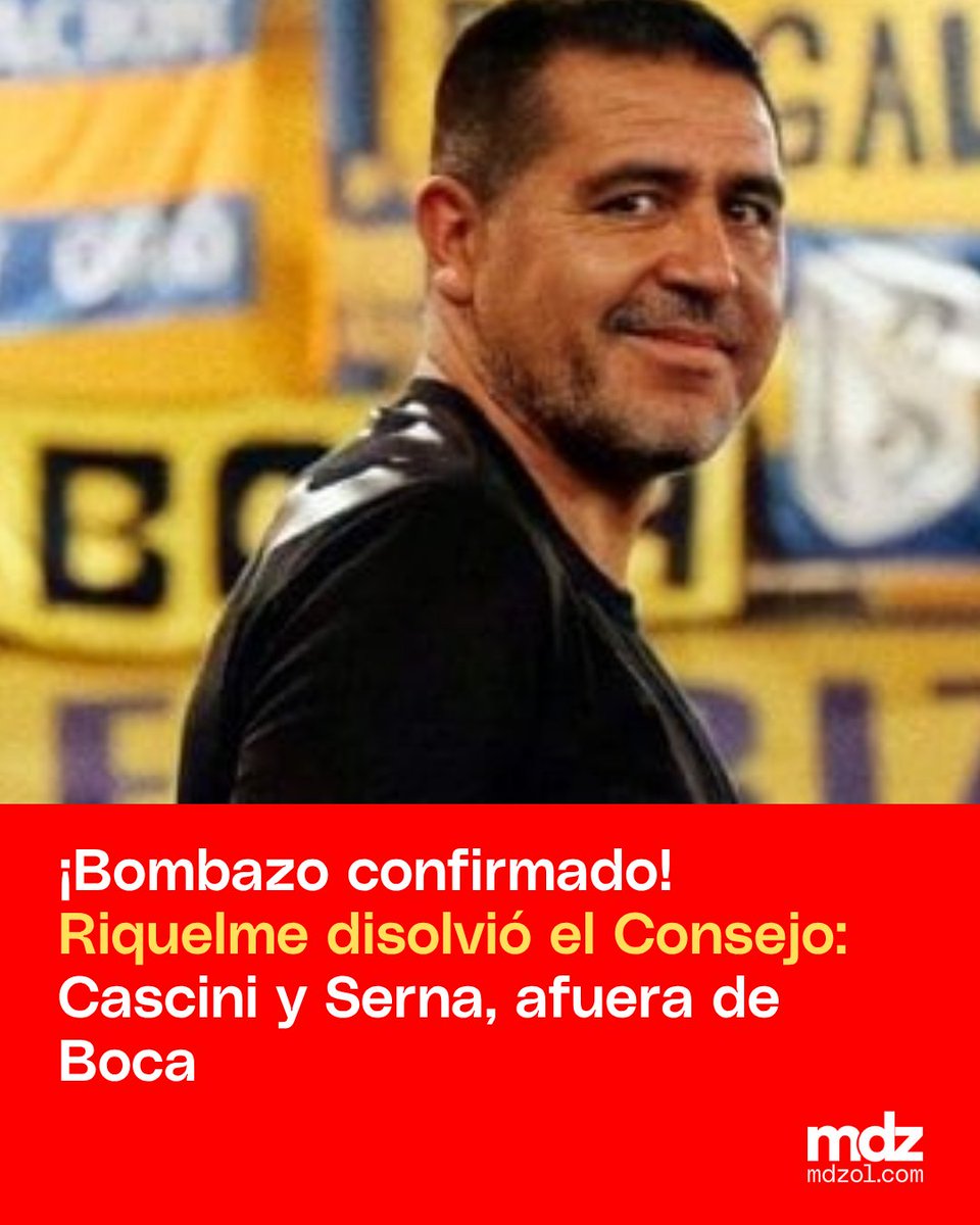 mdzol's tweet photo. 💣🔵🟡Tras una charla con los integrantes, el presidente de Boca Juniors tomó una decisión clave: romper su vínculo con el Consejo de Fútbol.
👉 Raúl Cascini y Chicho Serna presentarán su renuncia formal a sus cargos.

#BocaJuniors #ConsejoDeFútbol #RaúlCascini #ChichoSerna https://t.co/watYBFBHTt