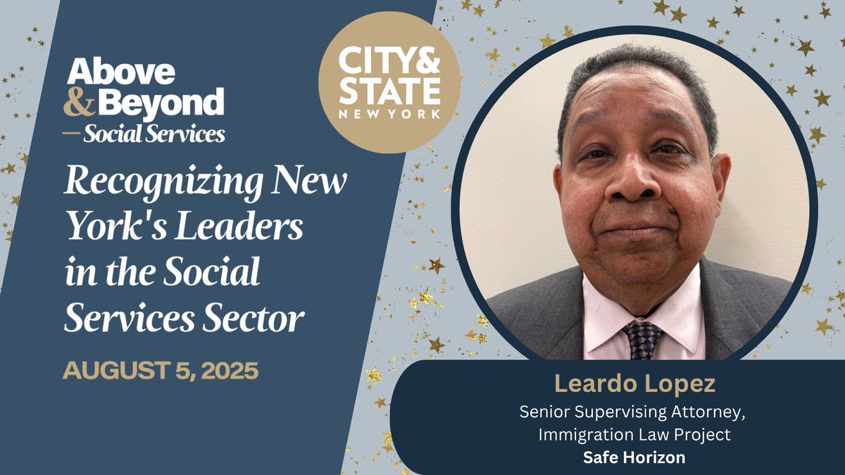 Safe Horizon (@safehorizon) on Twitter photo “We get results for the clients. That’s what drives us, that’s what keeps us going.”
A huge congrats to Leardo Lopez, Senior Supervising Attorney at our Immigration Law Project, for being honored in <a href="/CityAndStateNY/">City & State NY</a>'s 2025 Above & Beyond: Social Services awards! “We get results for the clients. That’s what drives us, that’s what keeps us going.”
A huge congrats to Leardo Lopez, Senior Supervising Attorney at our Immigration Law Project, for being honored in <a href="/CityAndStateNY/">City & State NY</a>'s 2025 Above & Beyond: Social Services awards!