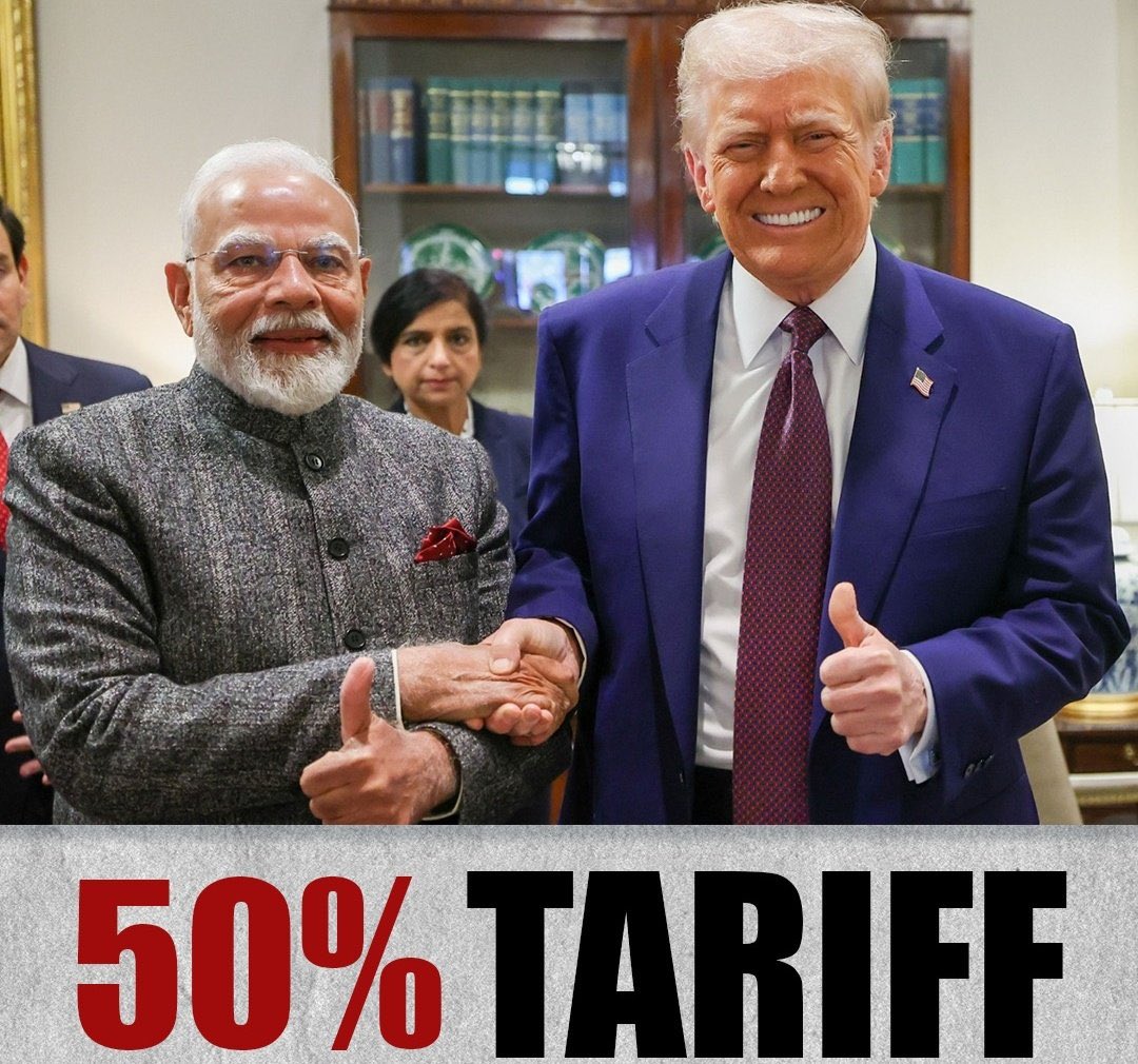 x_man078's tweet image. 🗣️: अमेरिका भारत का सच्चा दोस्त है ।
      
लो देख लो सच्चे दोस्त को ।
 50% tariff लगा दिया  #RussianOil खरीदने पर 

 #TrumpTariff