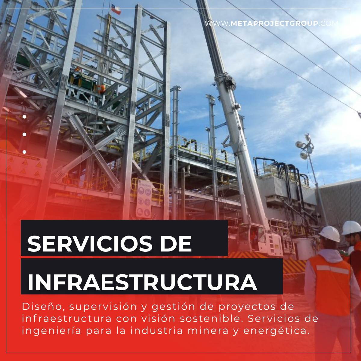 En Metaproject diseñamos y supervisamos infraestructura con eficiencia, seguridad y sostenibilidad.

+5M H/H sin accidentes.

Industria, minería y energía con resultados de clase mundial.

#infraestructura #ingeniería #Metaproject #minería #oilandgas #Chile #ERP
